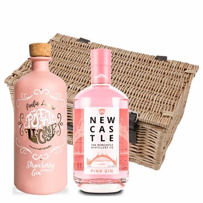 Newcastle Pink Gin And Poetic License Strawberries And Cream Gin Twin Hamper (2x70cl)